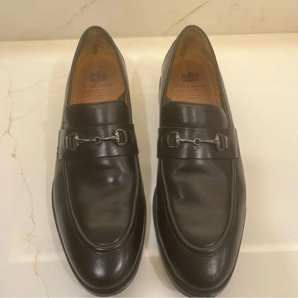 Cole Haan Black Leather Slip-On Loafers